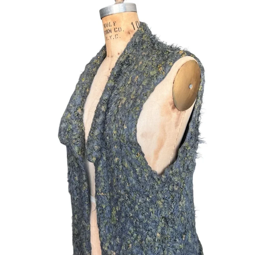 Textured Knit Sleeveless Open Front Vest Size M